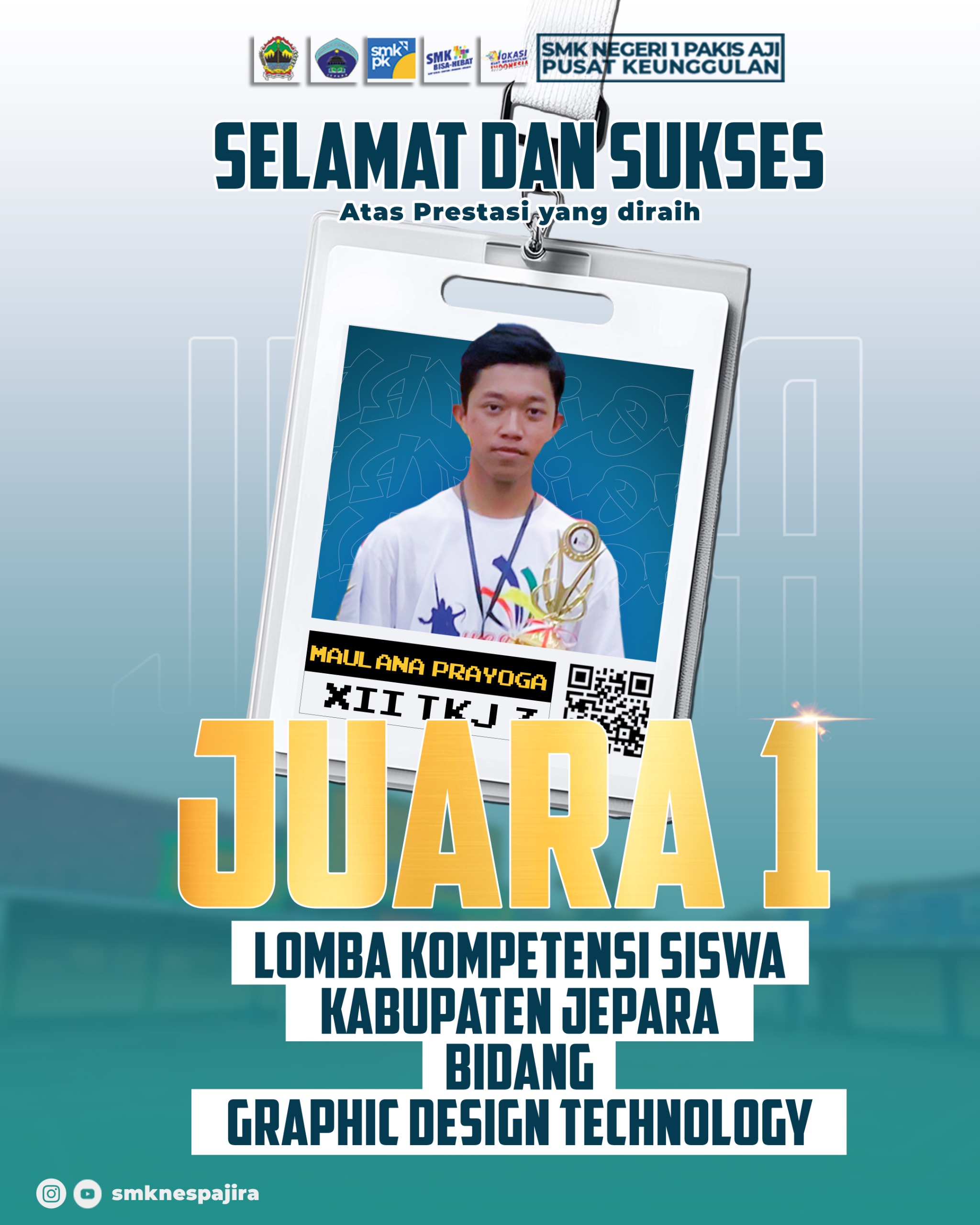 Selamat dan sukses atas prestasi yang diraih Juara 1 Graphic Design Technology Juara 2 Teknologi Pengolahan Pangan Juara 2 Manajemen Perkantoran Lomba Kompetensi Siswa Tahun 2025