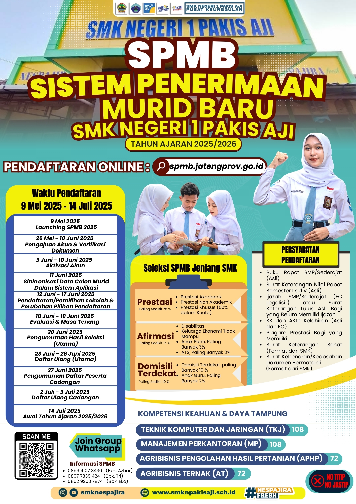 Informasi SPMB (Sistem Penerimaan Murid Baru) 2025/2026 SMK Negeri 1 Pakis Aji